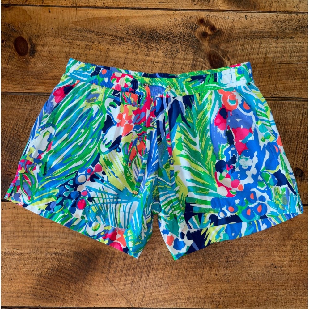 Lilly Pulitzer Womens Katia Floral Tropical Leaf Pull-On Stretchy Shorts Small